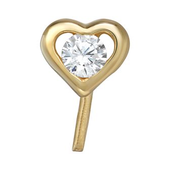 14K Gold Cubic Zirconia Heart Nose Stud