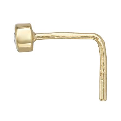 14k Gold Cubic Zirconia Bezel Nose Ring
