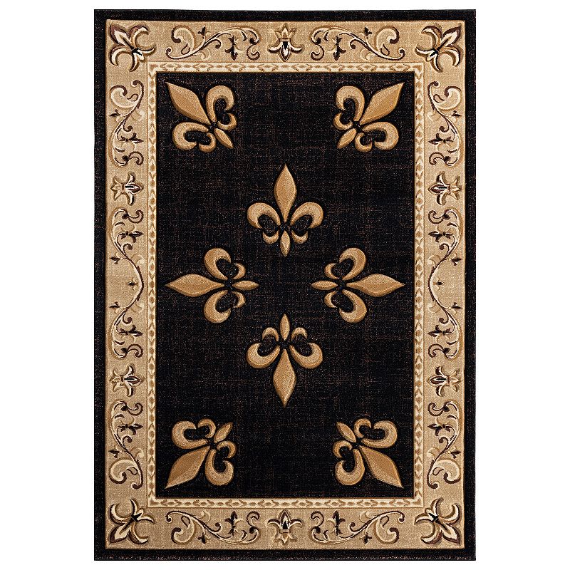 United Weavers Bristol Collection Casselton Fleur De Lis Accented Rug, Beig/Green, 8X10.5 Ft