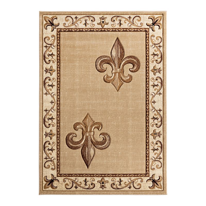 United Weavers Bristol Collection Lilium Fleur De Lis Rug, Beig/Green, 2.5X7 Ft