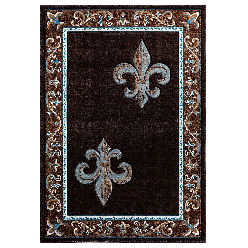 United Weavers Bristol Collection Lilium Fleur De Lis Rug, Brown, 8Ft Rnd