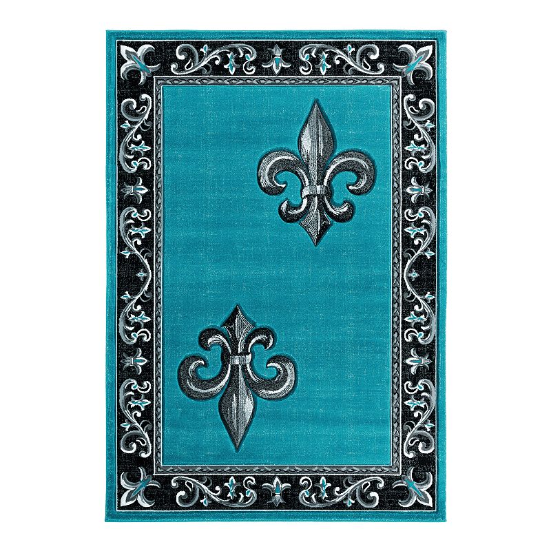 United Weavers Bristol Collection Lilium Fleur De Lis Rug, Blue, 8X10.5 Ft