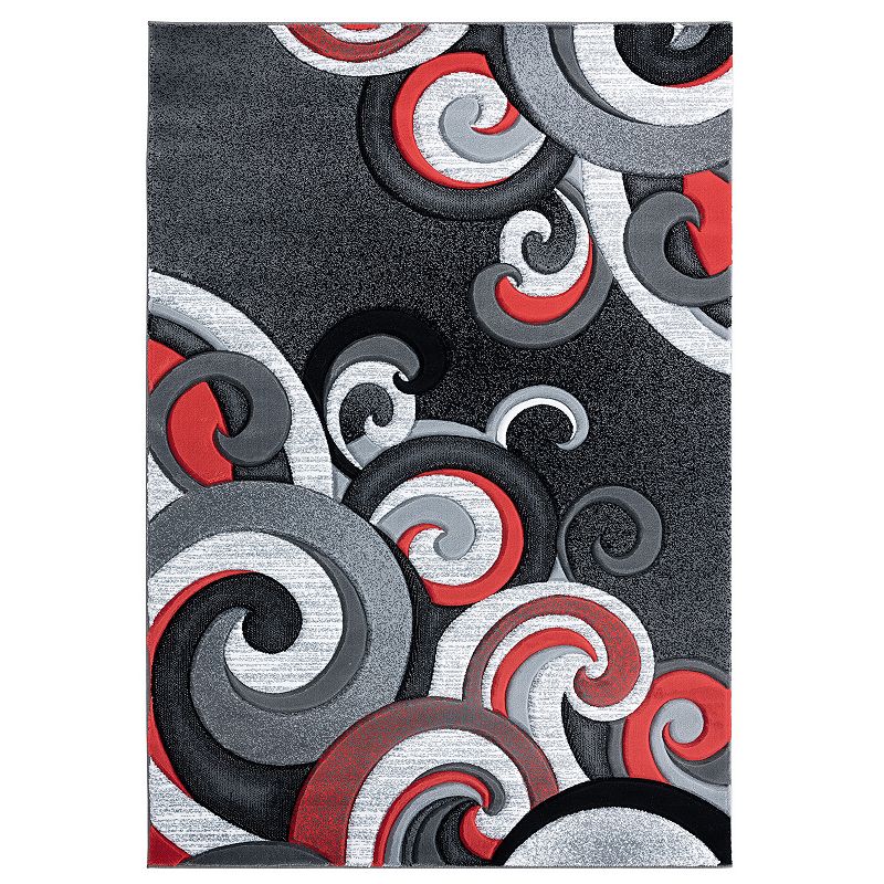 United Weavers Bristol Collection Rhiannon Whimsical Swirl Rug, Red, 8X10.5 Ft