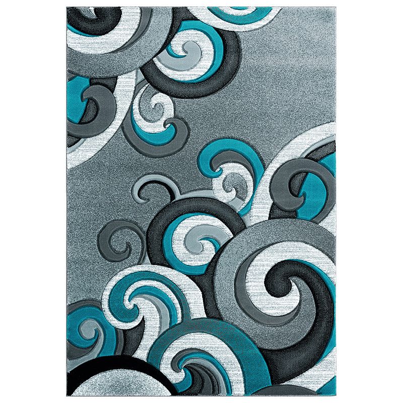 United Weavers Bristol Collection Rhiannon Whimsical Swirl Rug, Blue, 8Ft Rnd