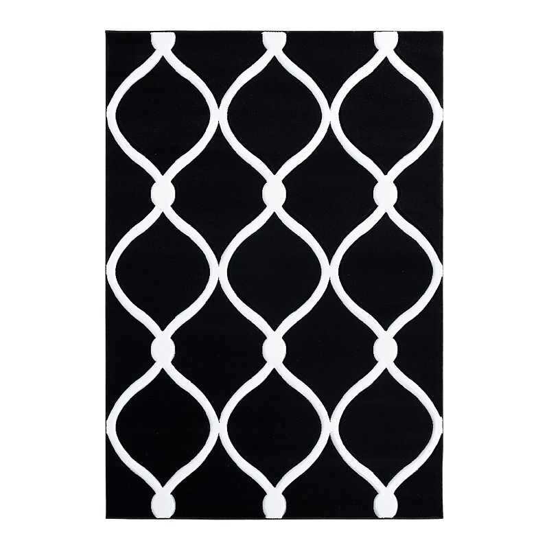 United Weavers Bristol Collection Rodanthe Modern Trellis Rug, Black, 2.5X7 Ft