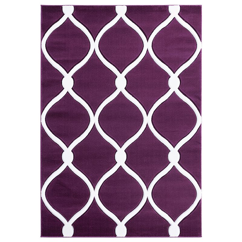 United Weavers Bristol Collection Rodanthe Modern Trellis Rug, Purple, 8X10.5 Ft