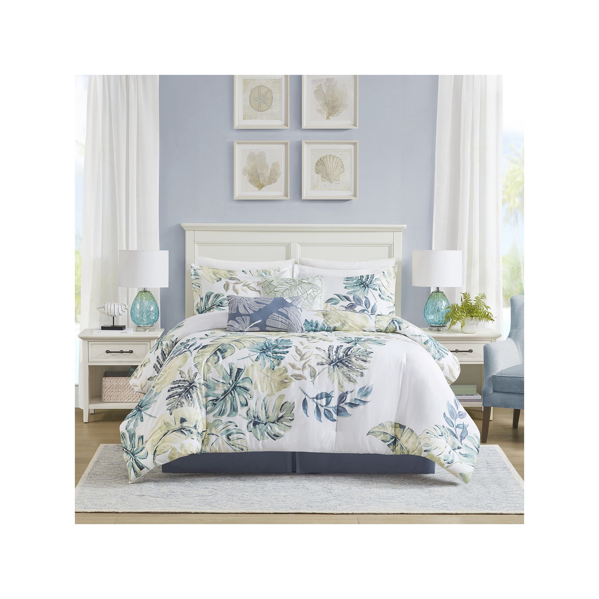 Harbor House Lorelai Coastal Comforter Set with Throw Pillows, Multi