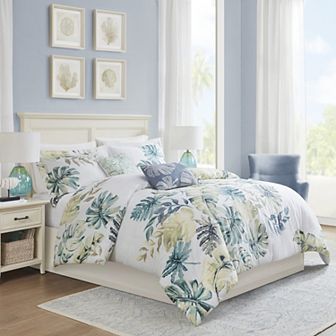 Harbor House Lorelai 5 pc Sateen Coastal Duvet Cover Set with Throw Pillows