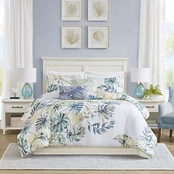 Harbor House Lorelai 5 pc Sateen Coastal Duvet Cover Set with Throw Pillows