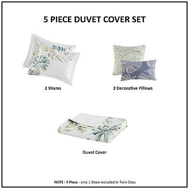 Harbor House Lorelai 5-Piece Sateen Coastal Duvet Cover Set with Throw ...