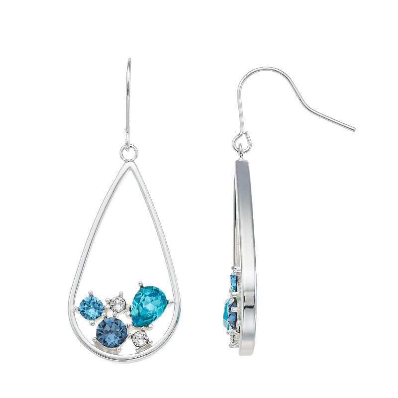 Brilliance Multicolor Crystal Teardrop Earrings, Womens, Blue