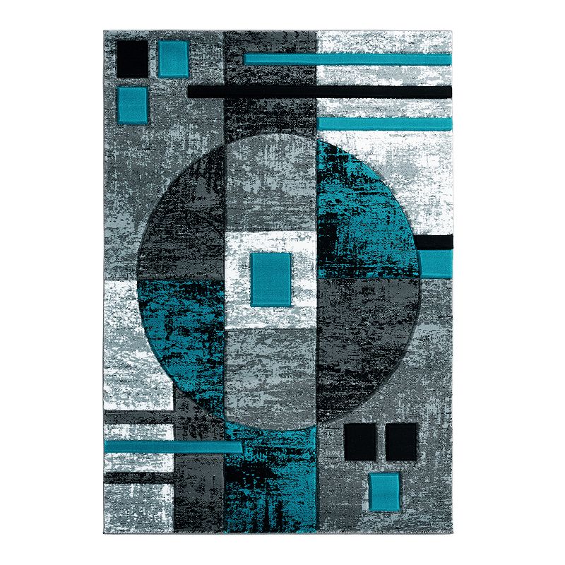 United Weavers Bristol Collection Epsilon Abstract Geometric Rug, Blue, 8Ft Rnd