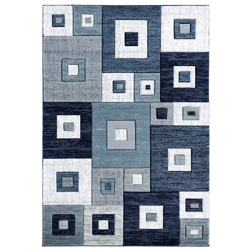 United Weavers Bristol Collection Cicero Geometric Simple Trellis Design Area Rug, Blue, 8X10.5 Ft