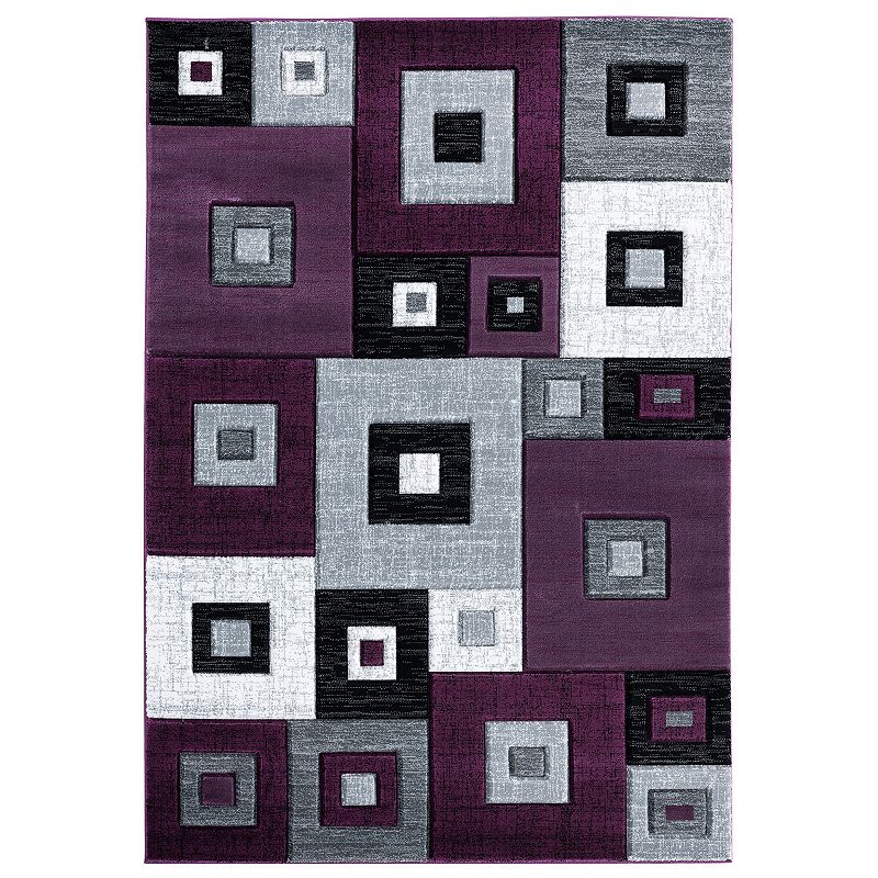 United Weavers Bristol Collection Cicero Geometric Simple Trellis Design Area Rug, Purple, 8X10.5 Ft