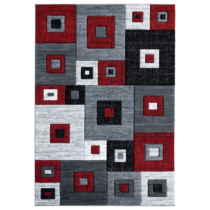 United Weavers Bristol Collection Cicero Geometric Simple Trellis Design Area Rug, Red, 2.5X7 Ft