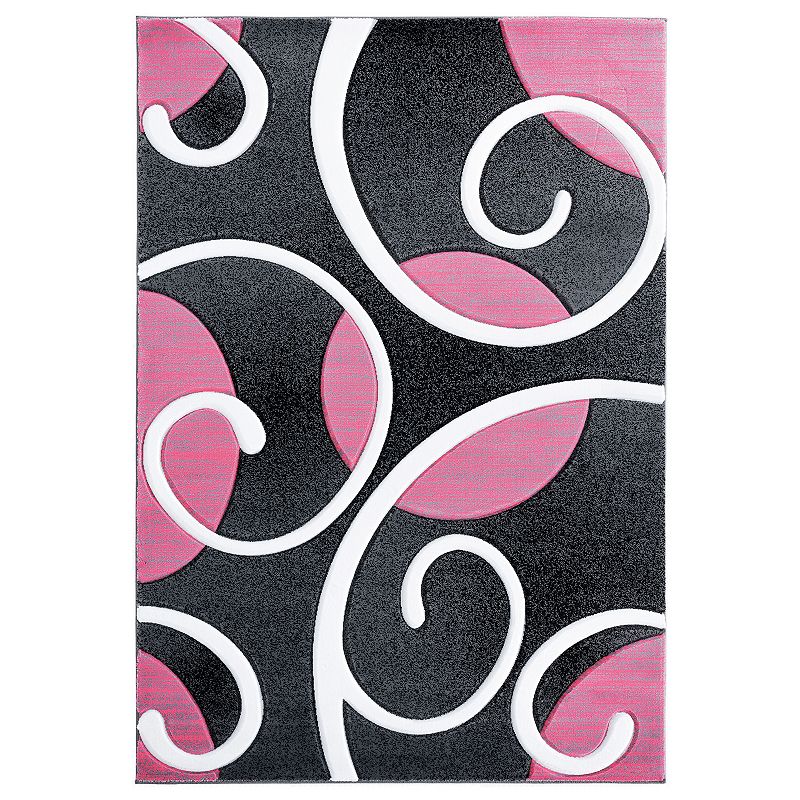 United Weavers Bristol Collection Riley Whimsical Swirl Area Rug, Pink, 8X10.5 Ft
