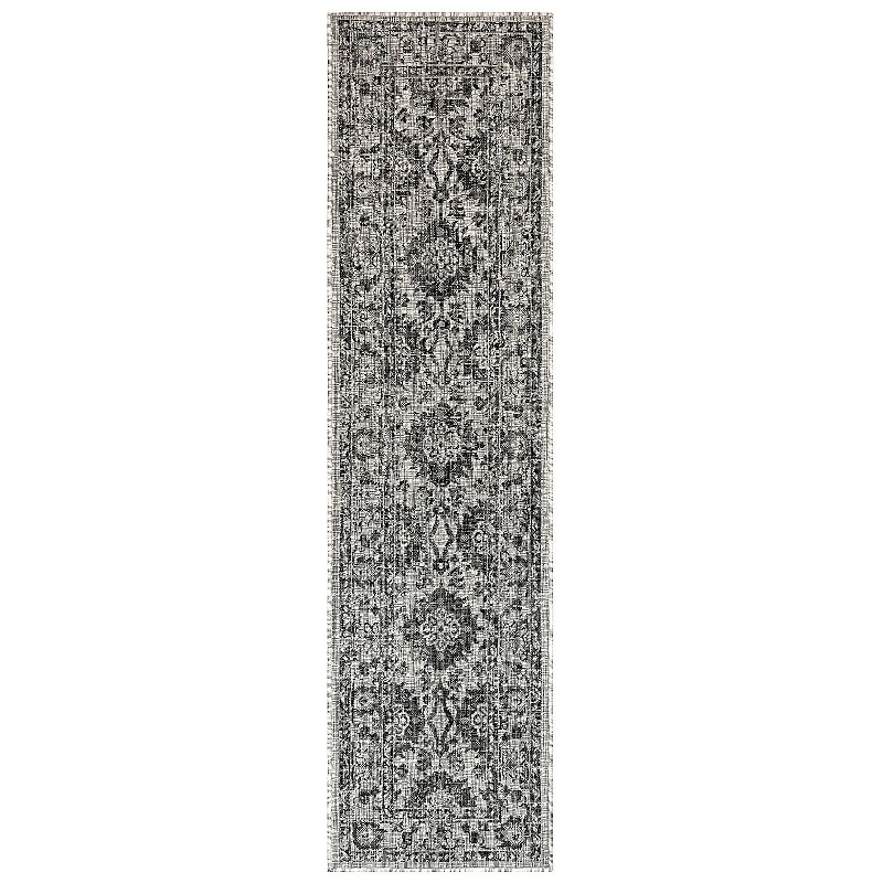 Liora Manne Vintage Floral Indoor Outdoor Rug, Black, 6.5X9 Ft