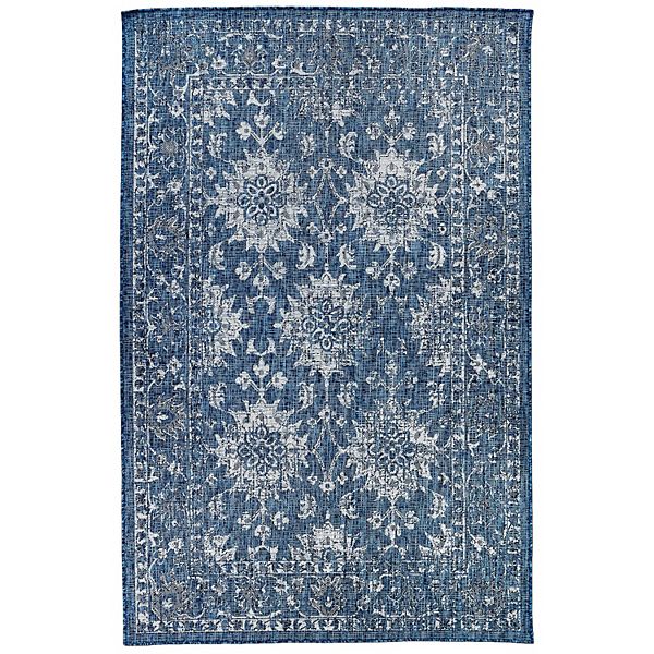 Liora Manne Carmel Vintage Floral Indoor/Outdoor Rug Navy 7'10" x 9'10"