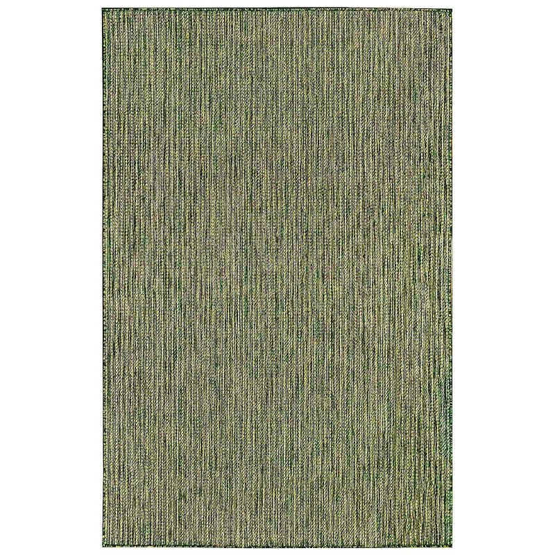 Liora Manne Carmel Textured Stripe Indoor Outdoor Rug, Green, 8Ft Sq