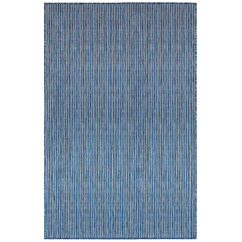 Liora Manne Carmel Textured Stripe Indoor Outdoor Rug, Blue, 8Ft Sq