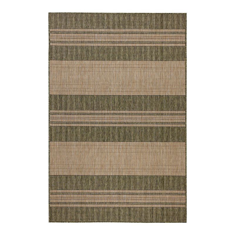 Liora Manne Carmel Stripe Indoor Outdoor Rug, Green, 5X7.5 Ft