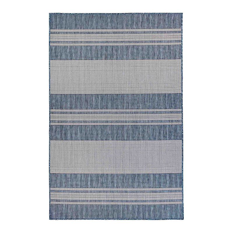 Liora Manne Carmel Stripe Indoor Outdoor Rug, Blue, 8X10 Ft