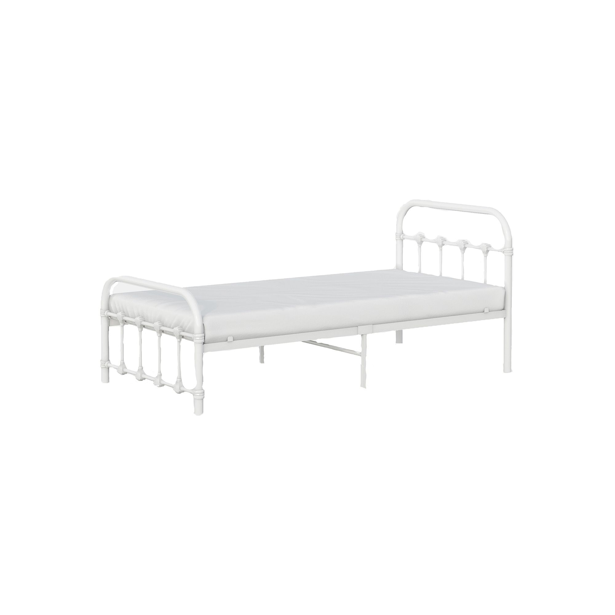 BK Furniture Melissa Metal Twin Bed, White