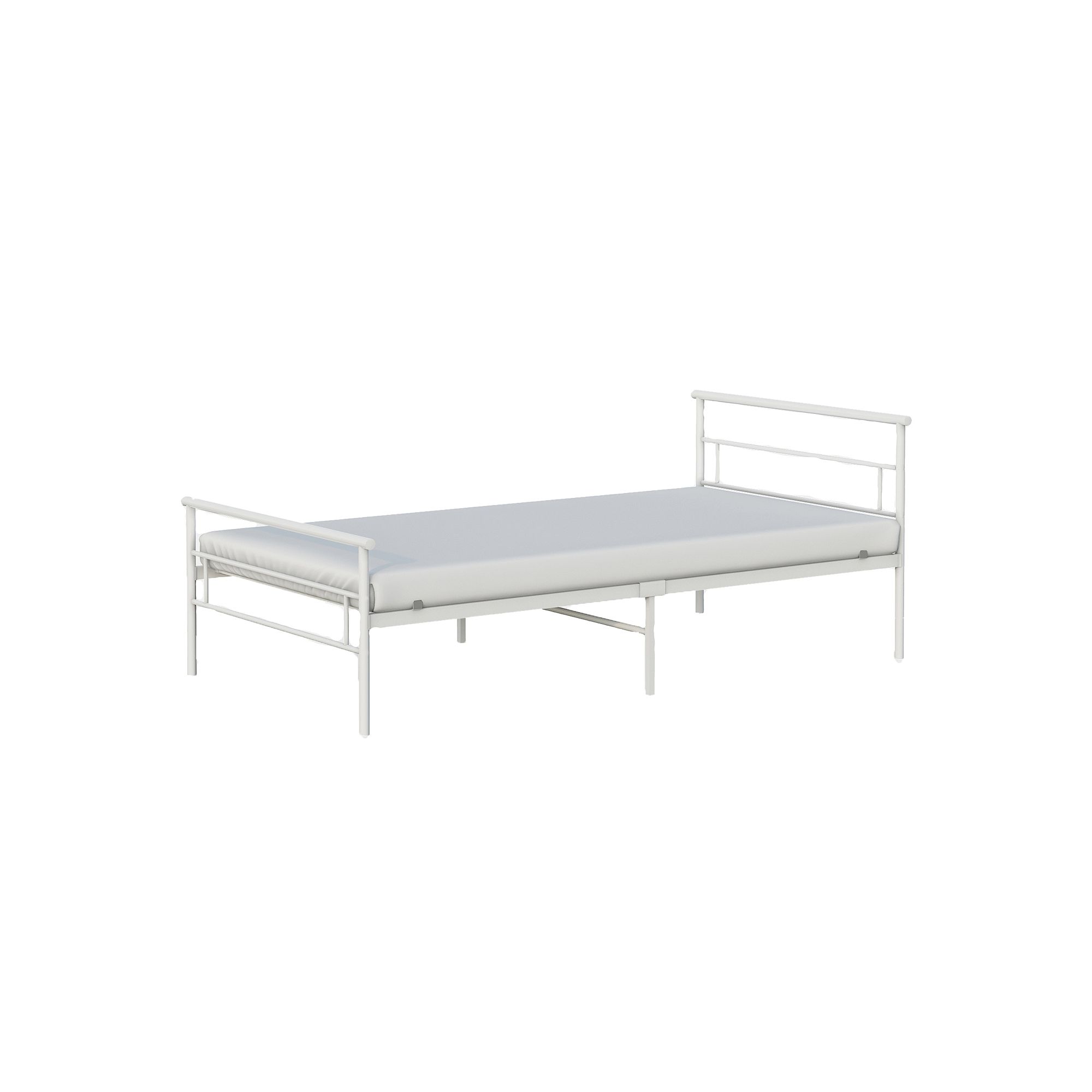 BK Furniture Seattle Metal Twin Bed Frame, White