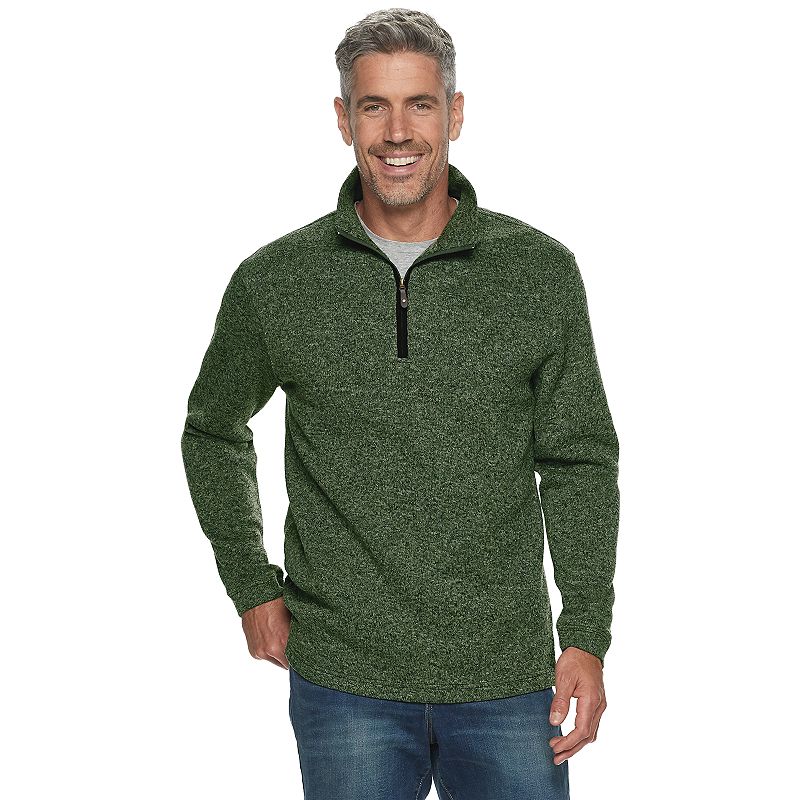 UPC 053355490378 product image for Men's Haggar Quarter-Zip Sweater Fleece Pullover, Size: Medium, Med Green | upcitemdb.com