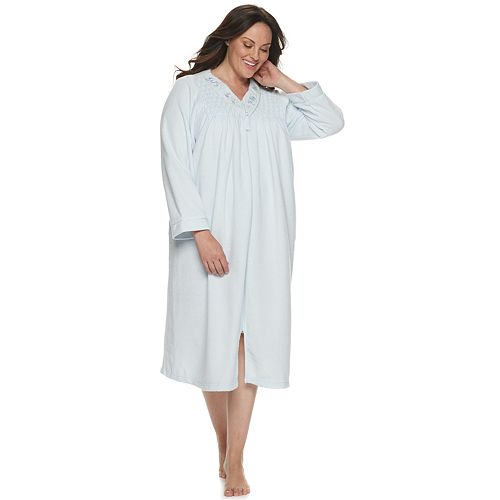 Download Plus Size Miss Elaine Essentials Brushed Back Terry Long Robe