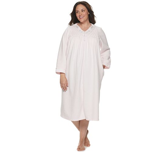 Plus Size Miss Elaine Essentials Brushed Back Terry Long Robe