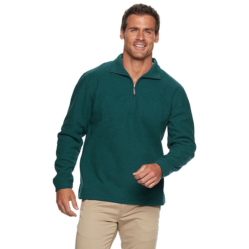 UPC 053355489488 product image for Men's Haggar Luxe Touch Quarter-Zip Fleece Pullover, Size: Large, Green | upcitemdb.com