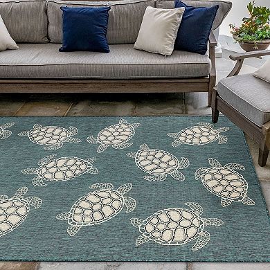 Liora Manne Carmel Sea Turtles Indoor Outdoor Rug