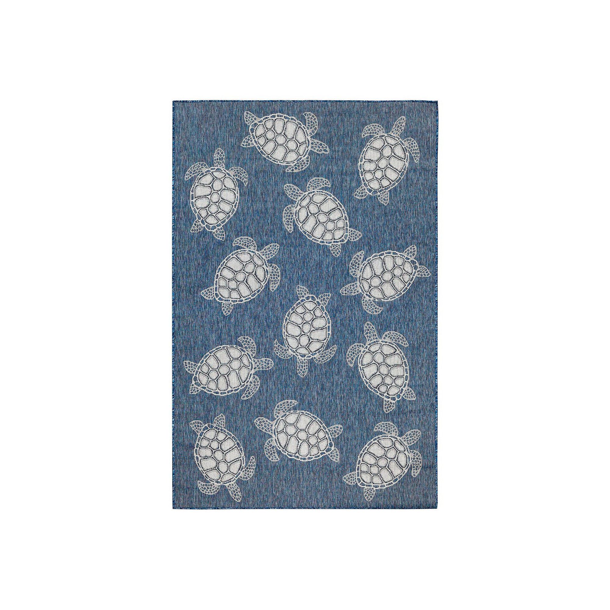 Liora Manne Carmel Sea Turtles Indoor Outdoor Rug, Blue