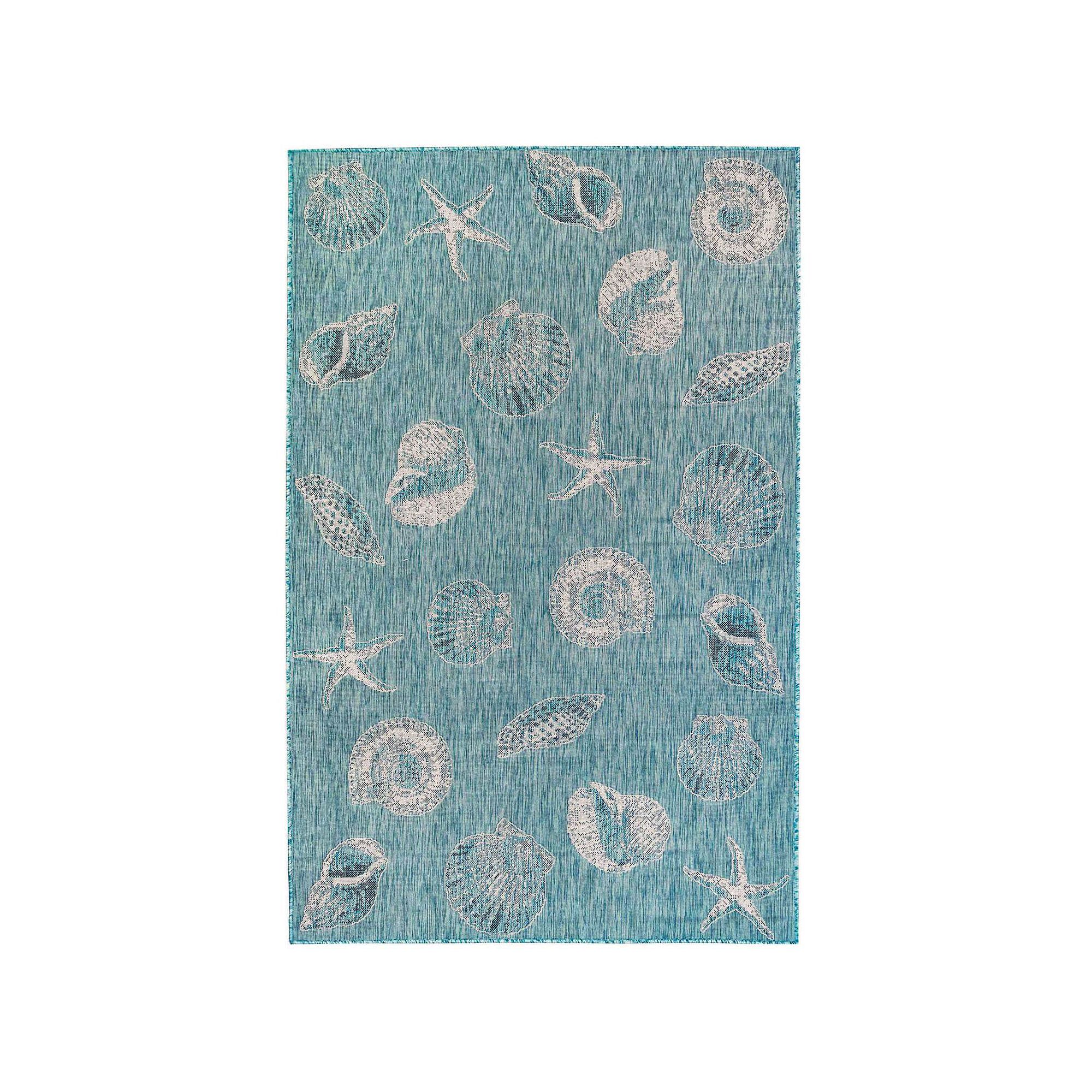 Liora Manne Carmel Shells Indoor Outdoor Rug, Blue