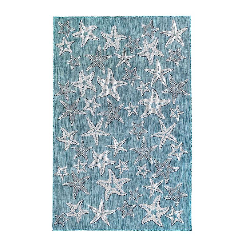 Liora Manne Carmel Starfish Indoor Outdoor Rug, Blue, 5X7.5 Ft