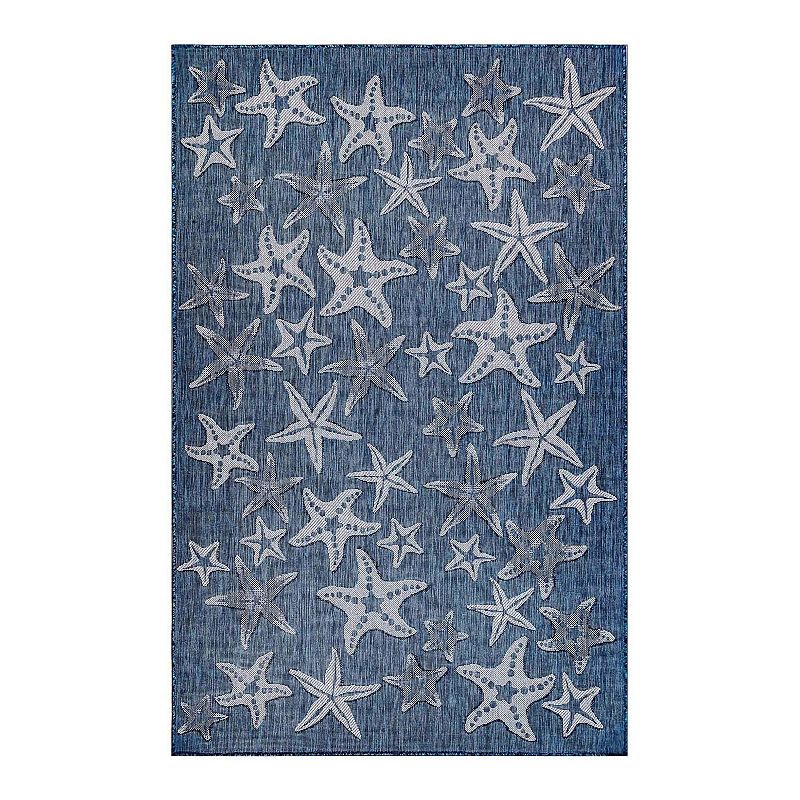 Liora Manne Carmel Starfish Indoor Outdoor Rug, Blue, 6.5X9 Ft