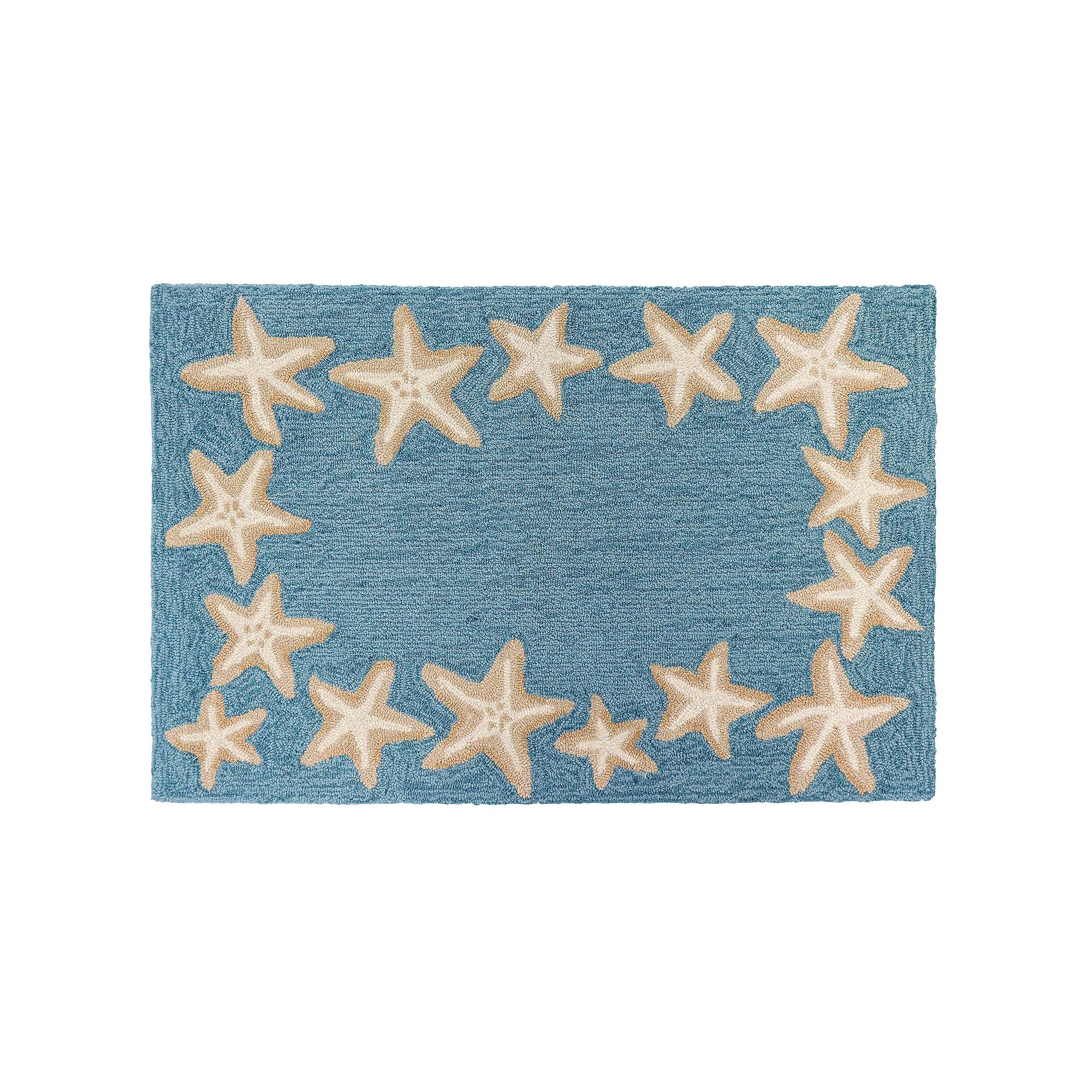 Liora Manne Capri Starfish Border Indoor Outdoor Rug, Blue