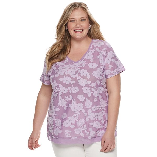 Plus Size EVRI™ Floral Textured Tee