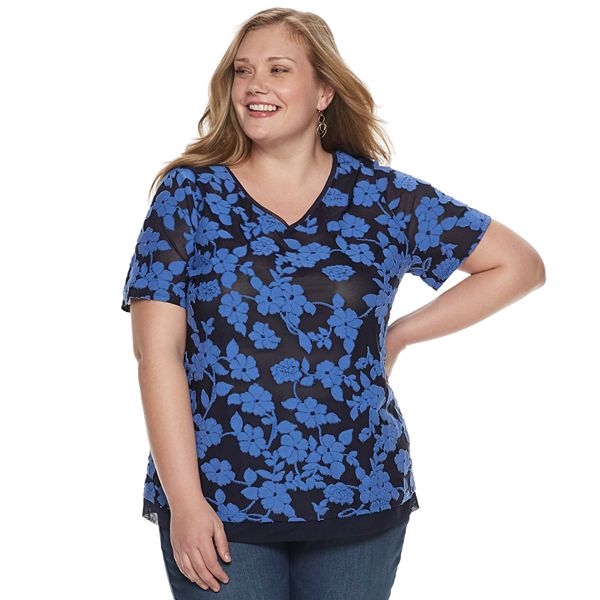 Plus Size EVRI™ Floral Textured Tee