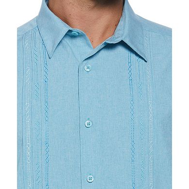 Men's Cubavera Classic-Fit Embroidered Paneled Chambray Button-Down Shirt