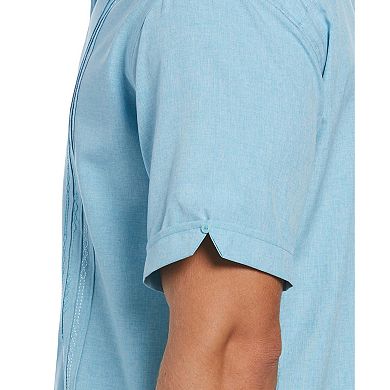 Men's Cubavera Classic-Fit Embroidered Paneled Chambray Button-Down Shirt
