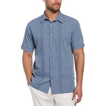 Men's Cubavera Classic-Fit Embroidered Paneled Chambray Button-Down Shirt