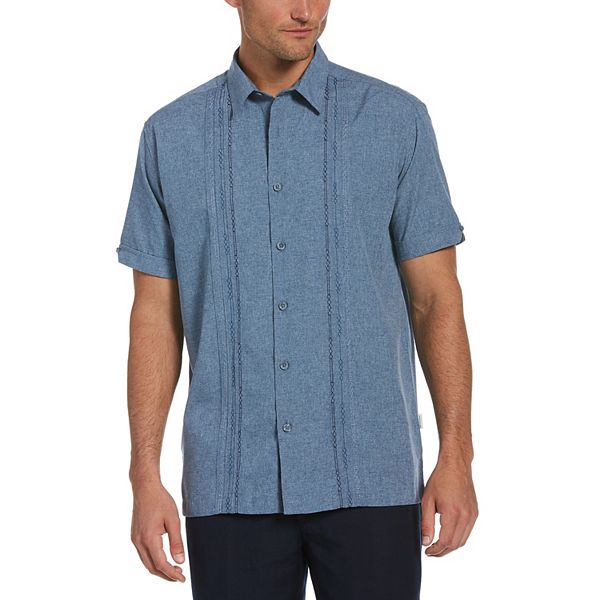 Men's Cubavera Classic-Fit Embroidered Paneled Chambray Button-Down Shirt