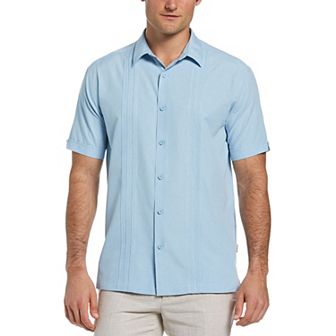 Men's Cubavera Classic-Fit Embroidered Paneled Chambray Button-Down Shirt