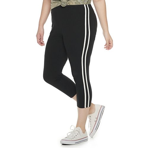 Download Juniors' Plus Size SO® Side Stripe Capri Leggings