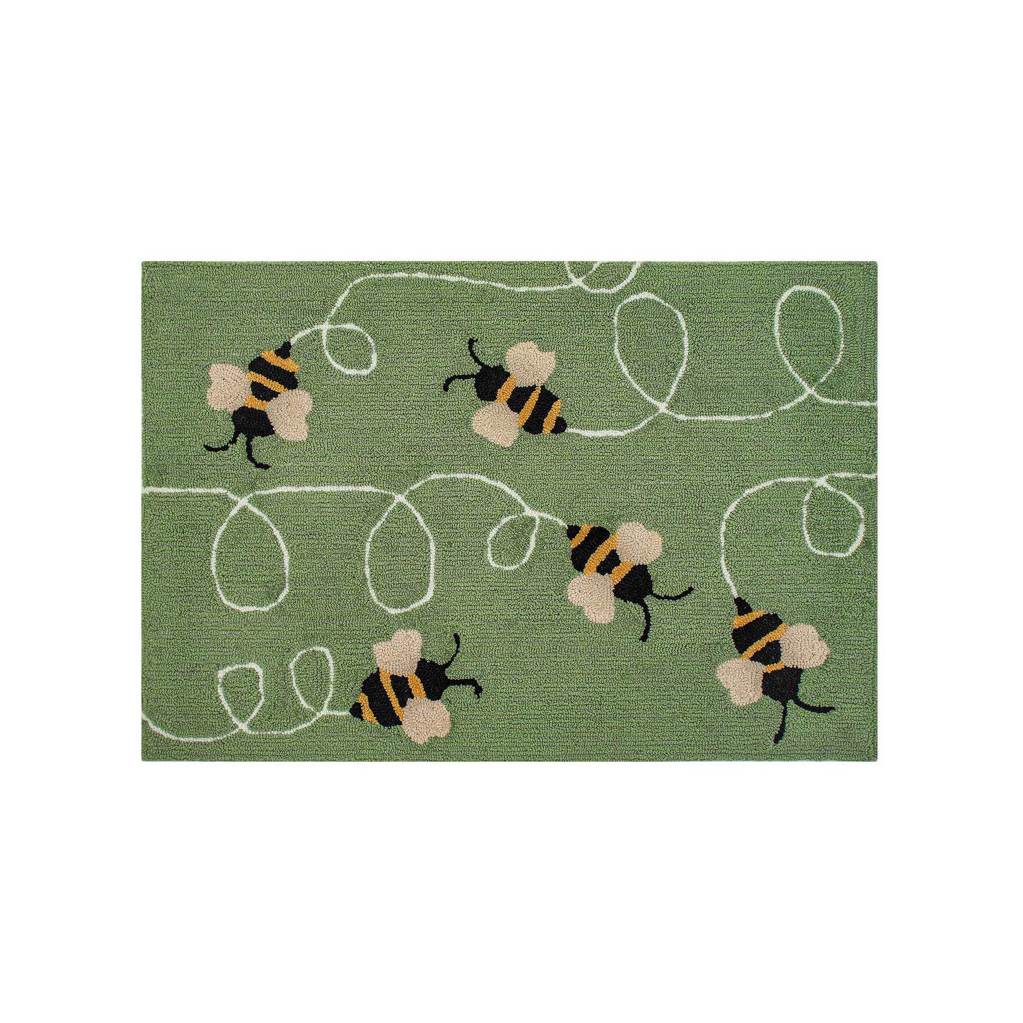 Liora Manne Frontporch Buzzy Bees Indoor Outdoor Rug, Green