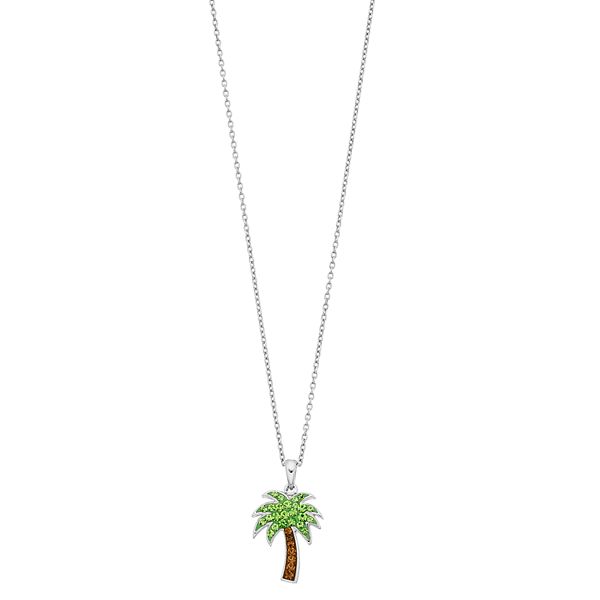 Crystal Palm Tree Pendant Necklace