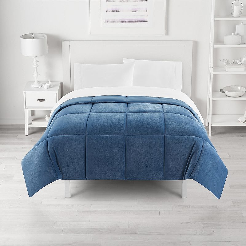 The Big One Plush Reversible Comforter, Blue, Twin