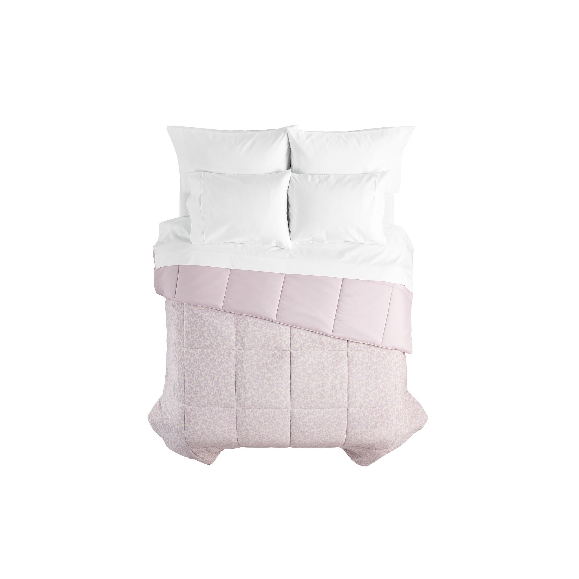 The Big One® Plush Down-Alternative Reversible Comforter, Purple Floral
